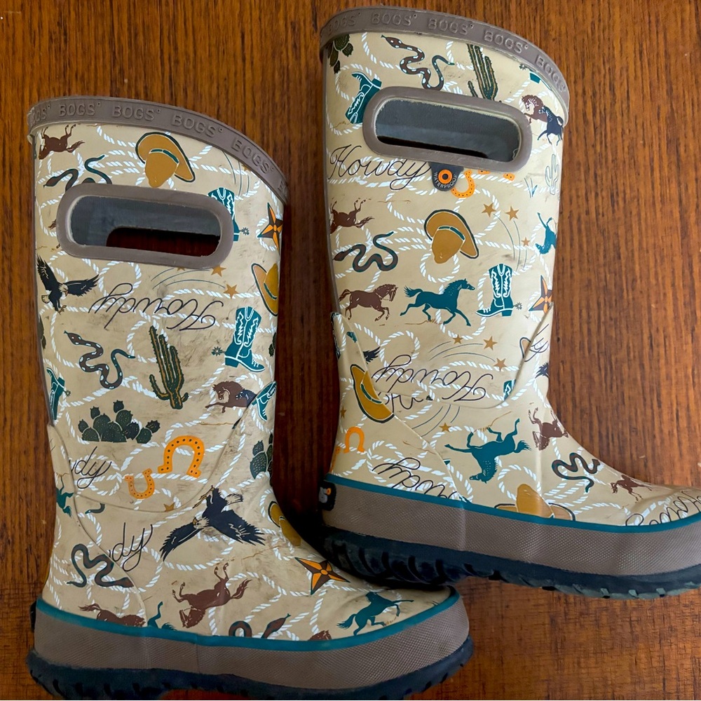 Bogs Kids' Western Print Boots - Tan and Brown